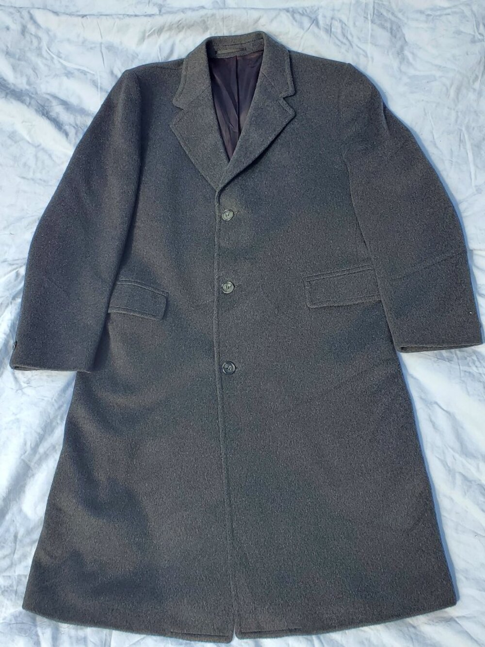 GIVENCHY Monsieur Men's Wool Cashmere Blend Overcoat Size L Graphite Gray